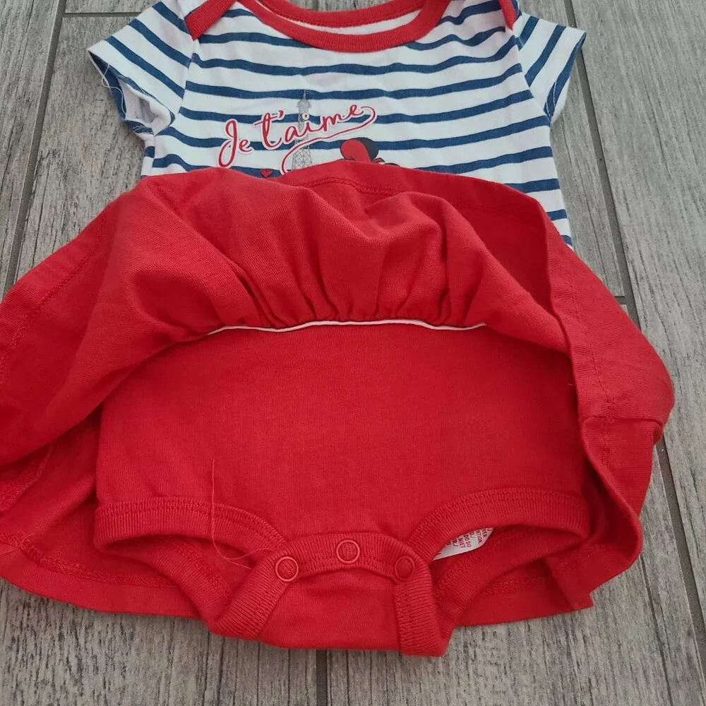 🏷 3/$15 or 5/$20 Disney baby Minnie Mouse Paris baby girl dress sz 3-6M - Picture 5 of 6